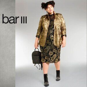 BAR III ~ Brushed Metallic Blazer ~ 16W Dark Gold NWOT
